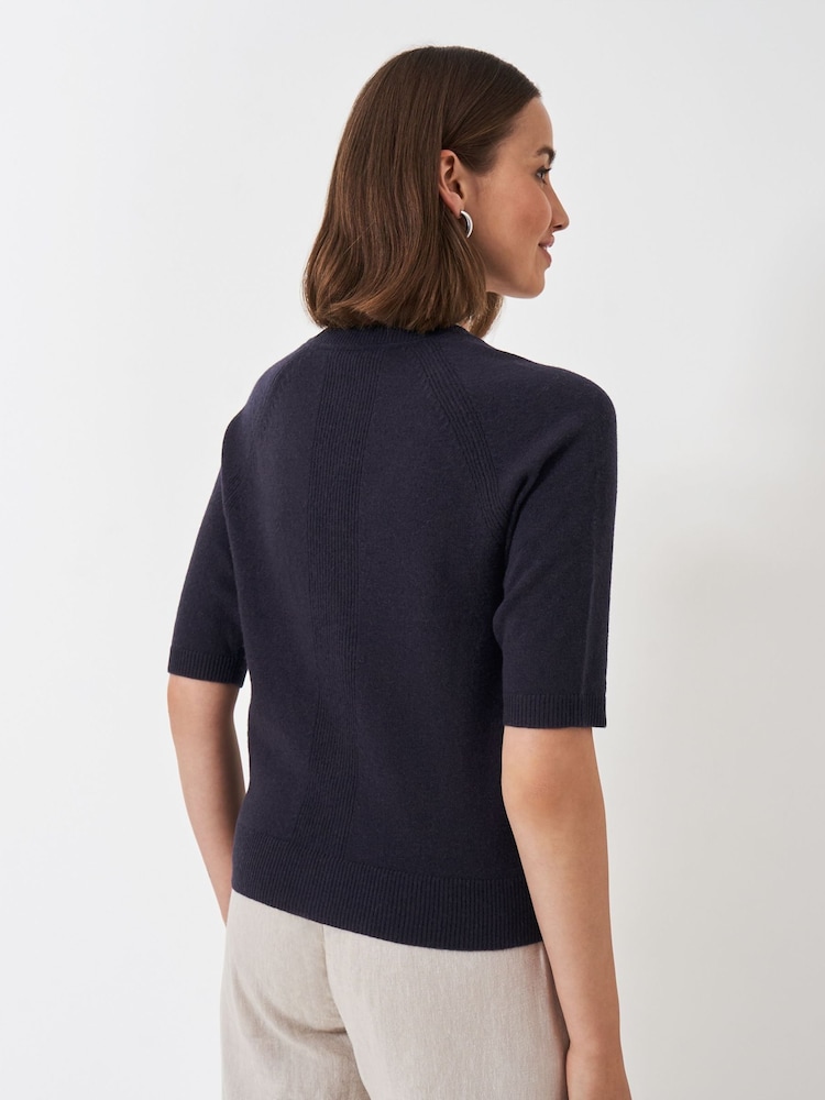 Crew Clothing Blue Half Sleeve V-Neck Raglan Cardigan - Image 2 of 5