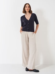 Crew Clothing Blue Half Sleeve V-Neck Raglan Cardigan - Image 3 of 5