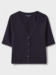 Crew Clothing Blue Half Sleeve V-Neck Raglan Cardigan - Image 5 of 5