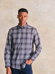 Crew Clothing Blue Cross Check Cotton Flannel 100% Cotton Shirt - Image 1 of 5