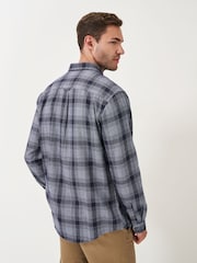 Crew Clothing Blue Cross Check Cotton Flannel 100% Cotton Shirt - Image 2 of 5
