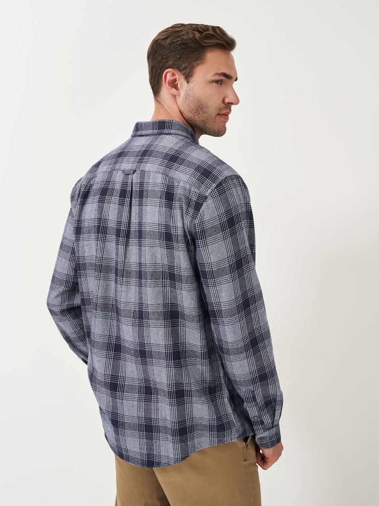 Crew Clothing Blue Cross Check Cotton Flannel 100% Cotton Shirt - Image 2 of 5