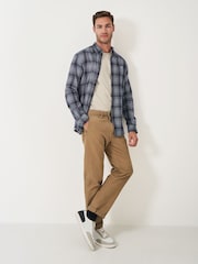 Crew Clothing Blue Cross Check Cotton Flannel 100% Cotton Shirt - Image 3 of 5
