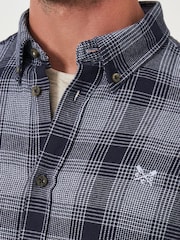 Crew Clothing Blue Cross Check Cotton Flannel 100% Cotton Shirt - Image 4 of 5