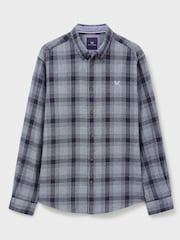 Crew Clothing Blue Cross Check Cotton Flannel 100% Cotton Shirt - Image 5 of 5