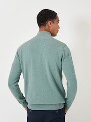 Crew Clothing Company Green Brioche Rib Half Zip Knit 100% Cotton Jumper - Image 2 of 5