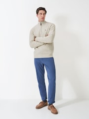 Crew Clothing Company White Lambswool Cable Quarter Zip Jumper - Image 3 of 5