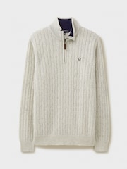 Crew Clothing Company White Lambswool Cable Quarter Zip Jumper - Image 5 of 5