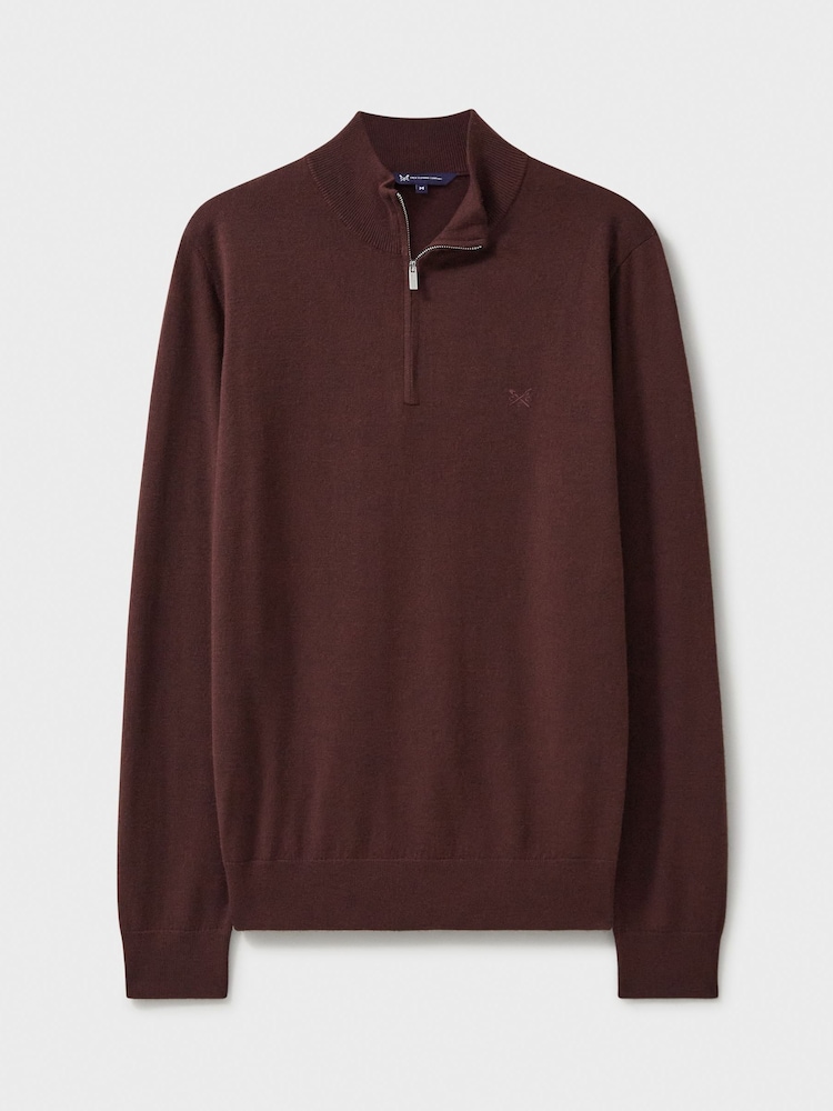 Червоний - Джемпери Crew Clothing Company Merino Quarter Zip Knit - Image 5 of 5