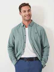 Crew Clothing Green 100% Cotton Long Sleeve Herringbone Flannel Shirt - Image 1 of 5