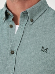 Crew Clothing Green 100% Cotton Long Sleeve Herringbone Flannel Shirt - Image 4 of 5