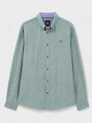 Crew Clothing Green 100% Cotton Long Sleeve Herringbone Flannel Shirt - Image 5 of 5