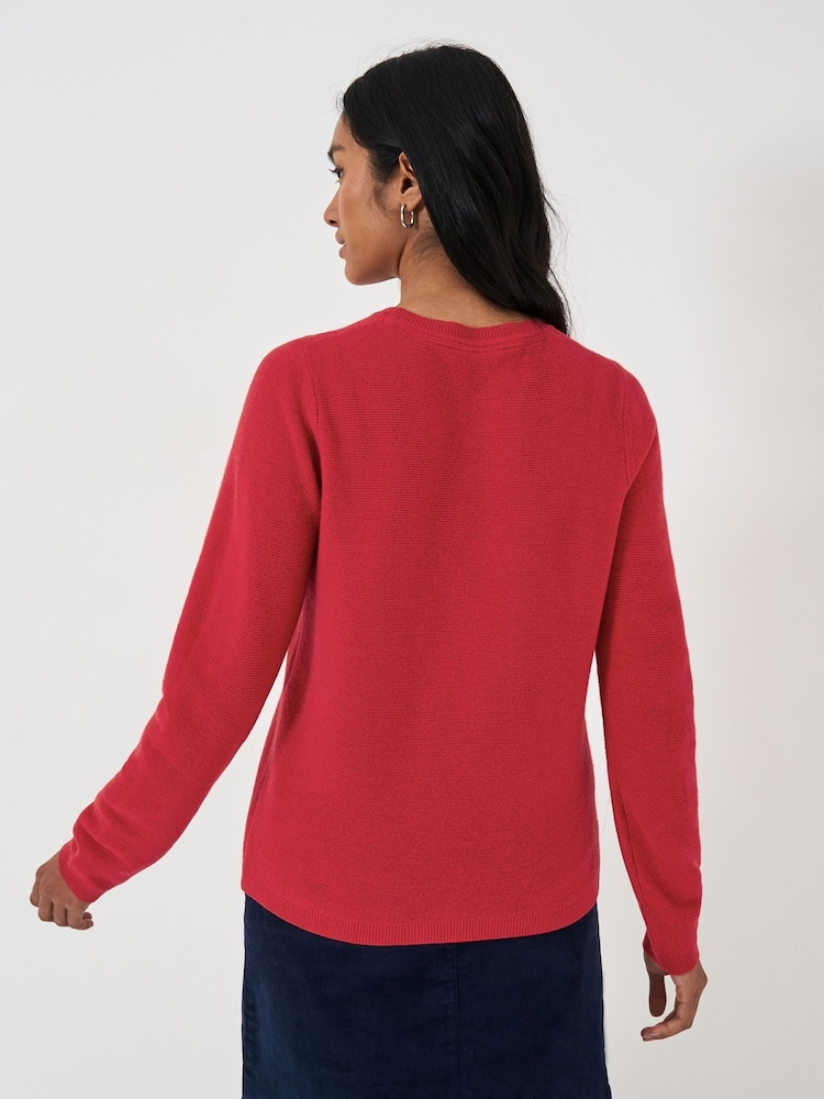 Crew Clothing Company Red Lightweight Merino Wool Blend Jumper - Image 2 of 5