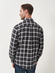 Crew Clothing Grey Watch Check Flannel Black 100% Cotton Shirt - Image 2 of 5