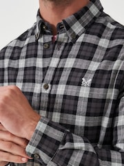 Crew Clothing Grey Watch Check Flannel Black 100% Cotton Shirt - Image 4 of 5