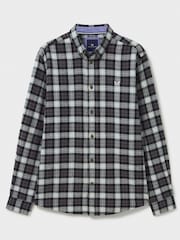 Crew Clothing Grey Watch Check Flannel Black 100% Cotton Shirt - Image 5 of 5