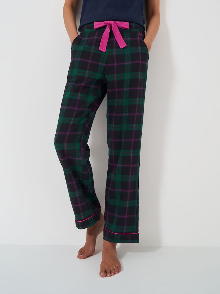 Crew Clothing Company Brushed Flannel Checked Lounge 100% Cotton Trousers - صورة 1 من 5