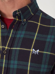Crew Clothing Green Long Sleeve House Check Flannel 100% Cotton Shirt - Image 4 of 5