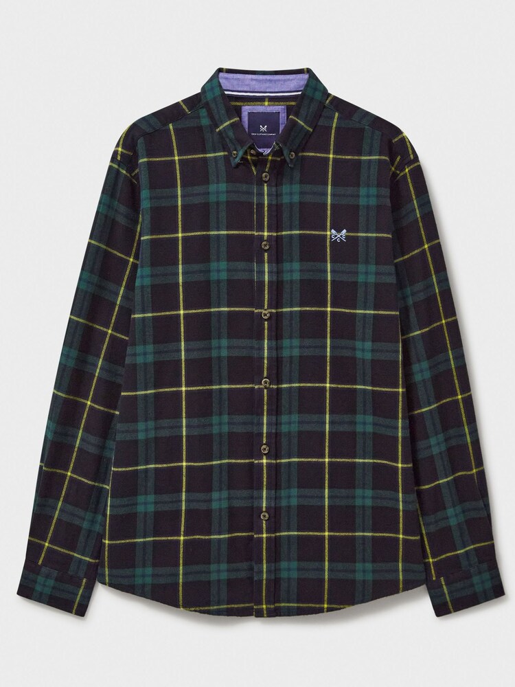 Crew Clothing Green Long Sleeve House Check Flannel 100% Cotton Shirt - Image 5 of 5