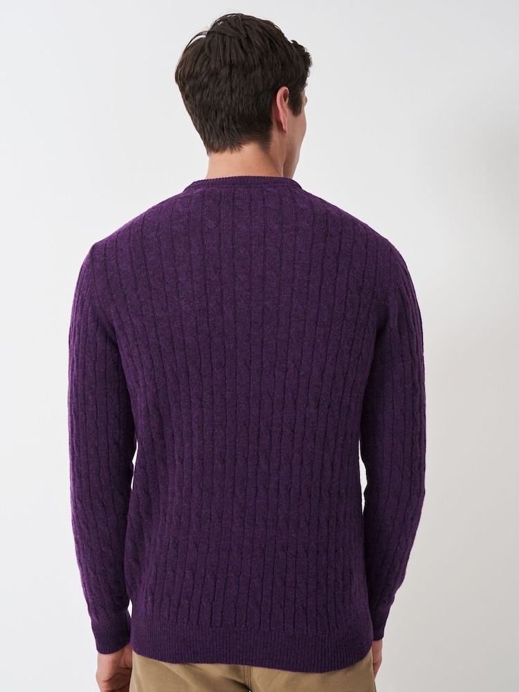 Violet - Pulover tricotat din lână de miel Blend cu torsade Crew Clothing Company - Image 2 of 5