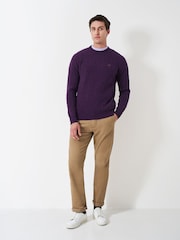 Violet - Pulover tricotat din lână de miel Blend cu torsade Crew Clothing Company - Image 3 of 5