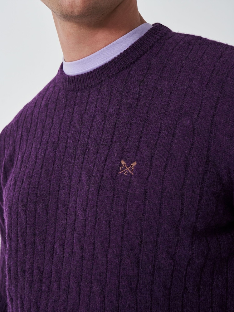 Violet - Pulover tricotat din lână de miel Blend cu torsade Crew Clothing Company - Image 4 of 5