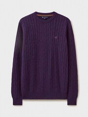 Violet - Pulover tricotat din lână de miel Blend cu torsade Crew Clothing Company - Image 5 of 5