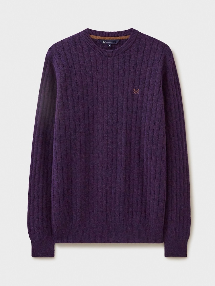 Violet - Pulover tricotat din lână de miel Blend cu torsade Crew Clothing Company - Image 5 of 5