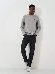 Crew Clothing Company Grey Plain Long Sleeve 100% Cotton T-Shirt - Image 3 of 5