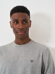 Crew Clothing Company Grey Plain Long Sleeve 100% Cotton T-Shirt - Image 4 of 5