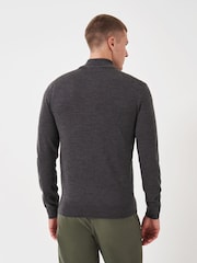 Серый - Crew Clothing Company Merino Quarter Zip Knit Jumper - Изображение 2 из 5