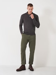 Серый - Crew Clothing Company Merino Quarter Zip Knit Jumper - Изображение 3 из 5