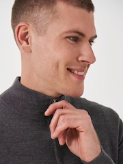 Серый - Crew Clothing Company Merino Quarter Zip Knit Jumper - Изображение 4 из 5
