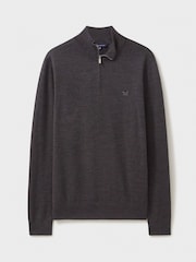 Серый - Crew Clothing Company Merino Quarter Zip Knit Jumper - Изображение 5 из 5