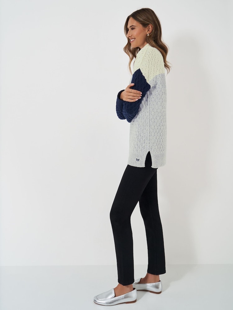 Crew Clothing Blue Grey Roll Neck Textured Jumper - Image 3 of 5