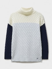Crew Clothing Blue Grey Roll Neck Textured Jumper - Image 5 of 5