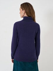 Crew Clothing Blue Merino Cashmere Blend Roll Neck Jumper - Image 2 of 5