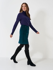 Crew Clothing Blue Merino Cashmere Blend Roll Neck Jumper - Image 3 of 5