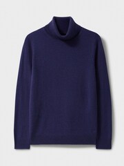 Crew Clothing Blue Merino Cashmere Blend Roll Neck Jumper - Image 5 of 5