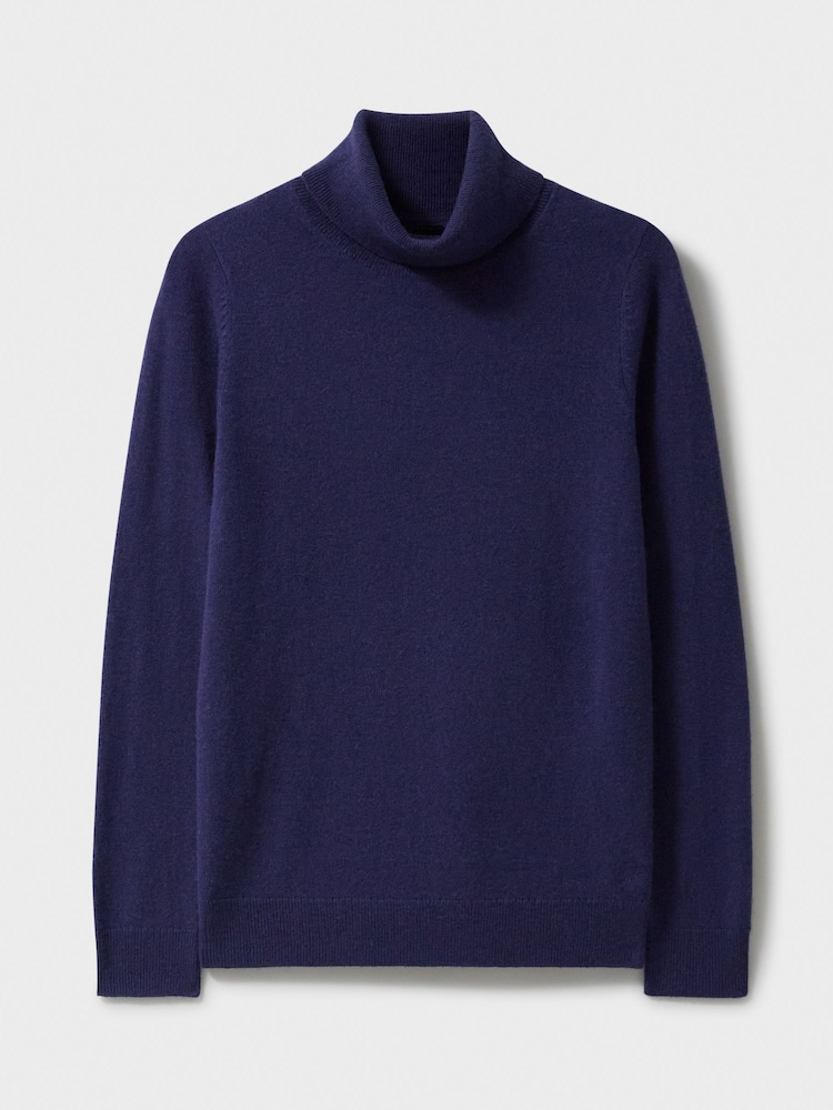 Crew Clothing Blue Merino Cashmere Blend Roll Neck Jumper - Image 5 of 5