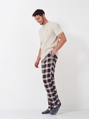Crew Clothing Red Flannel Lounge 100% Cotton Trousers - Image 2 of 5