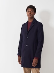 Crew Clothing Company Blue Petersfield Wool Blend Coat - Image 3 of 6