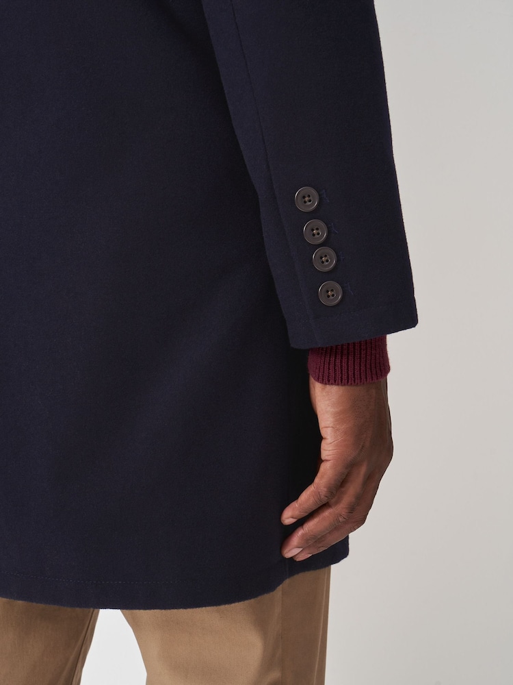 Crew Clothing Company Blue Petersfield Wool Blend Coat - Image 4 of 6