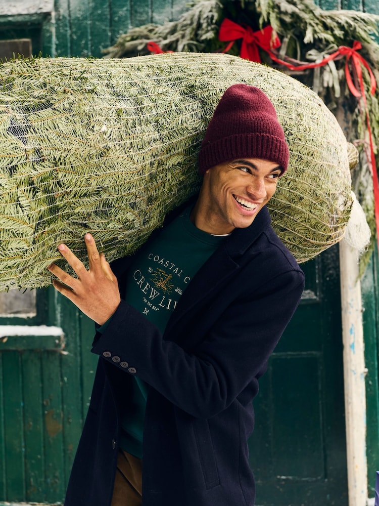 Crew Clothing Company Blue Petersfield Wool Blend Coat - Image 5 of 6