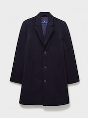 Crew Clothing Company Blue Petersfield Wool Blend Coat - Image 6 of 6