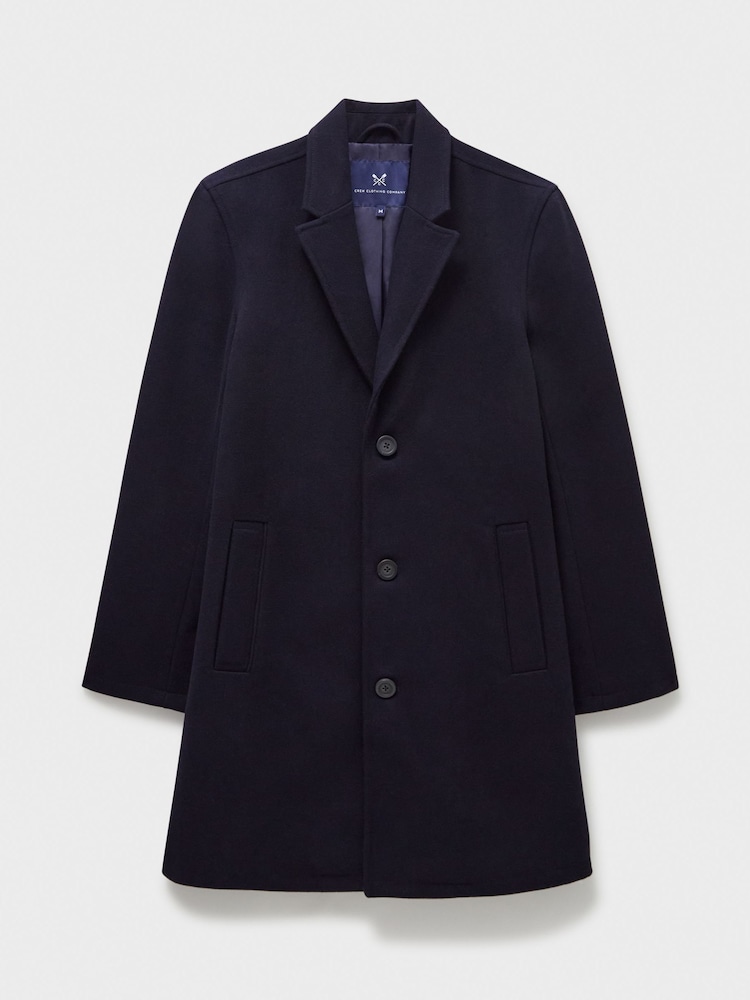 Crew Clothing Company Blue Petersfield Wool Blend Coat - Image 6 of 6
