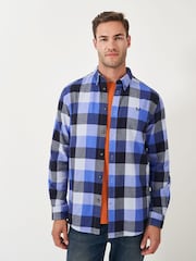 Crew Clothing Blue Ridgegate Buffalo Check Flannel 100% Cotton Shirt - Image 1 of 5