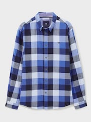 Crew Clothing Blue Ridgegate Buffalo Check Flannel 100% Cotton Shirt - Image 5 of 5