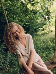 Crew Clothing Natural Half Sleeve V-Neck Raglan Cardigan - Image 2 of 5