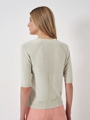 Crew Clothing Natural Half Sleeve V-Neck Raglan Cardigan - Image 3 of 5